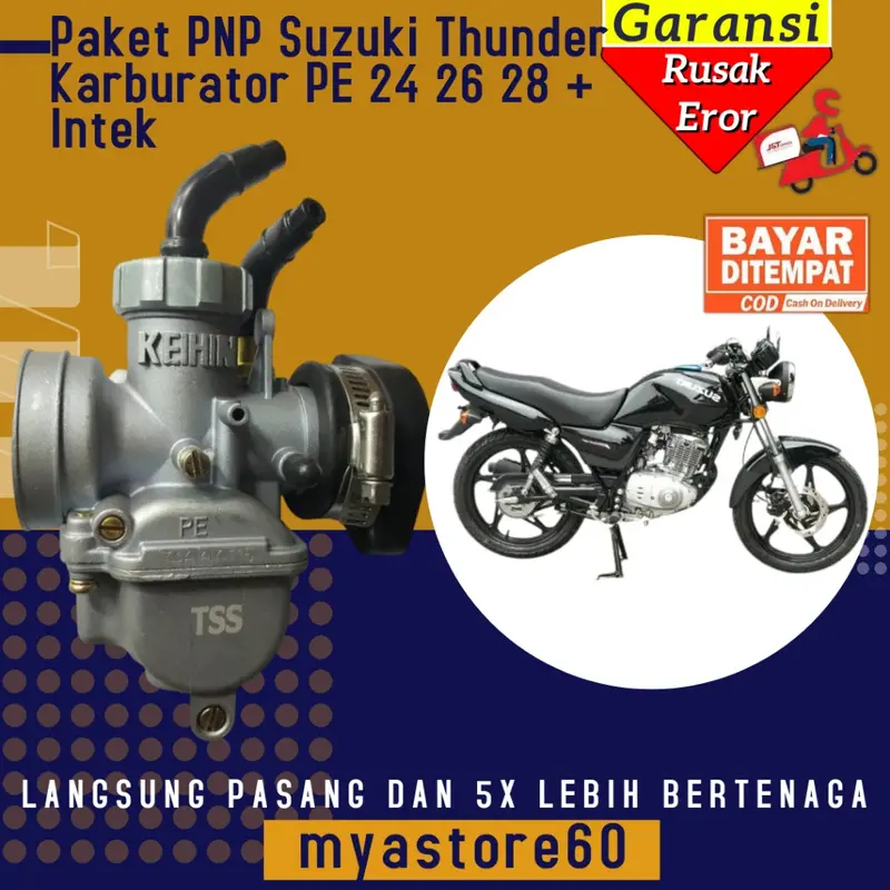 Paket PNP Suzuki Thunder Langsung Pasang!!! Karburator Karbu KEIHIN PE 24 PE 26 PE 28 Carburator Pe24 Pe26 Pe28 + Manipul Intek Intake Motor 0