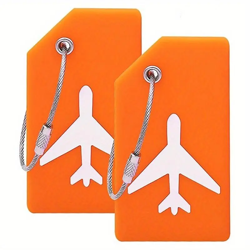 Silicone Luggage Tag, 2 Counts/set Portable Travel Boarding Pass Luggage Tag, Soft & Bendable & Flexible Tag for Christmas Gift, Perfect for Quickly Finding Luggage, Funny Gift 0
