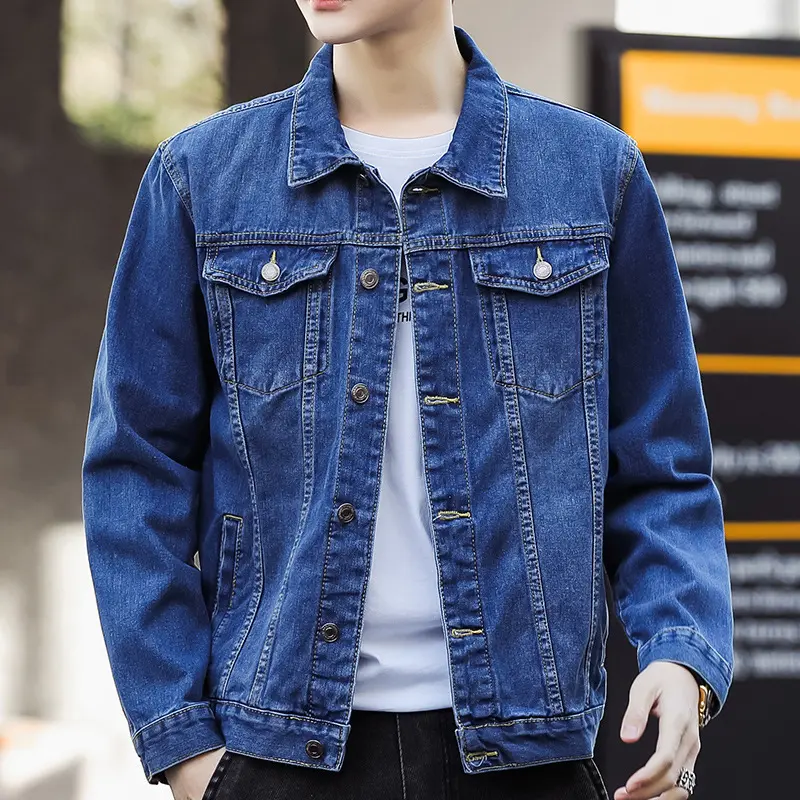 Men's Denim Jacket - Trendy Casual Workwear Coat, Spring Autumn Vintage Stylish Outerwear, Streetwear Fashion (Wholesale)
