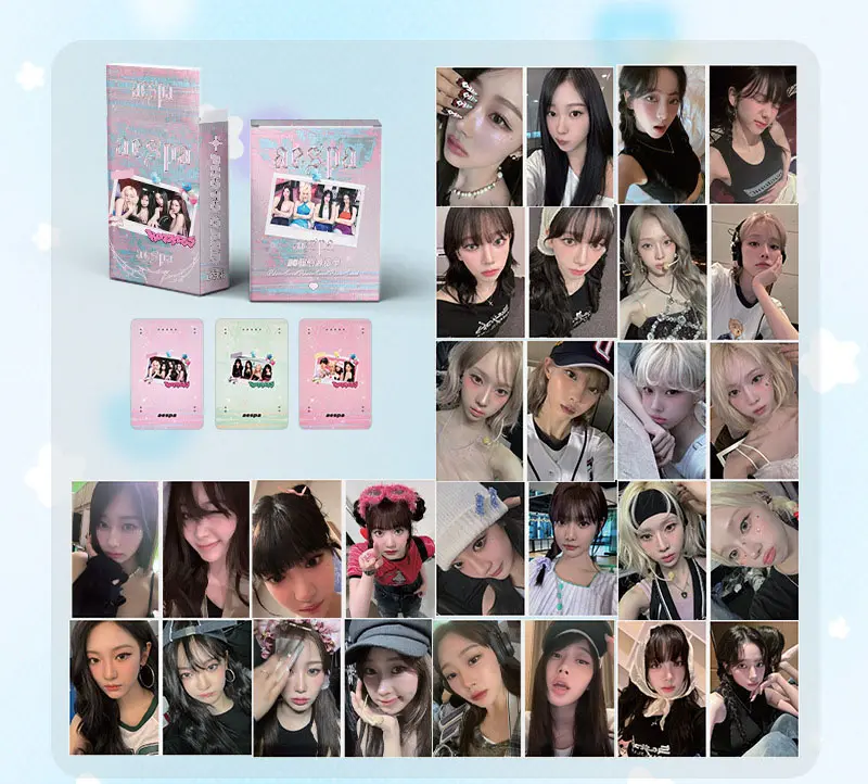 [55pcs] HOLOGRAM PACK PHOTOCARD AESPA PINK ALBUM LOMO CARD PHOTO CARD KPOP LOMOCARD KPOPERS PHOTOCARD