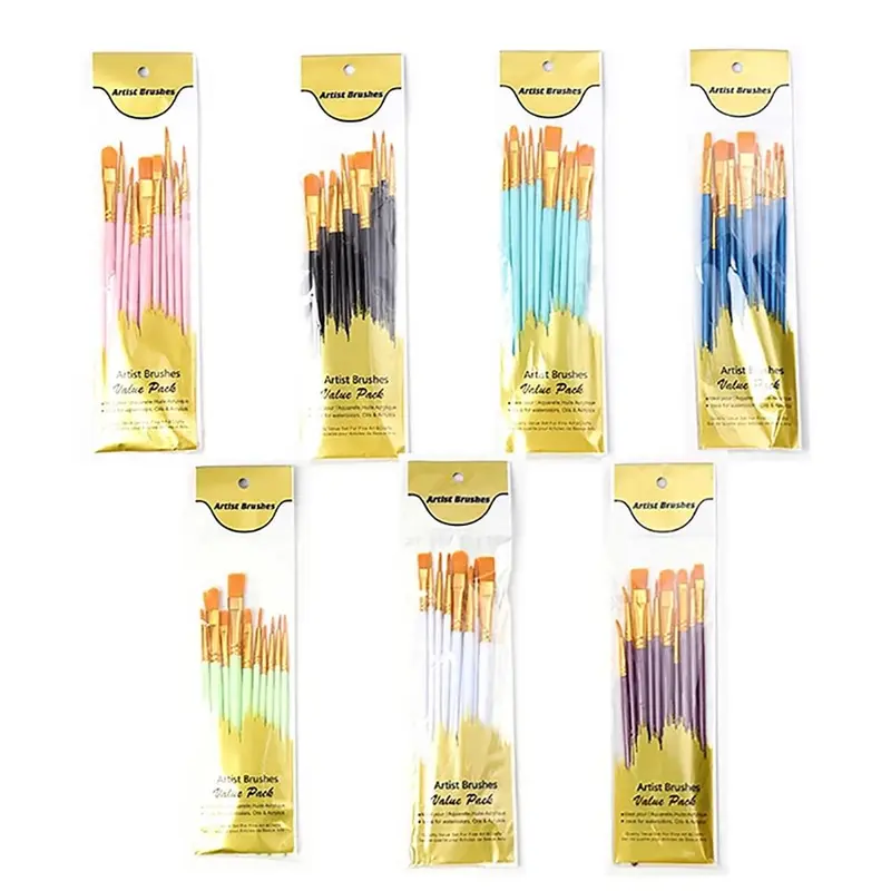 10 Cái/bộ Cọ Vẽ Màu Nước Nylon Bộ Cọ Vẽ Acrylic Màu Sắc Mới Đồ Dùng Nghệ Thuật Cọ Vẽ Sơn Chuyên Nghiệp Cọ Vẽ Sơn Dầu 0