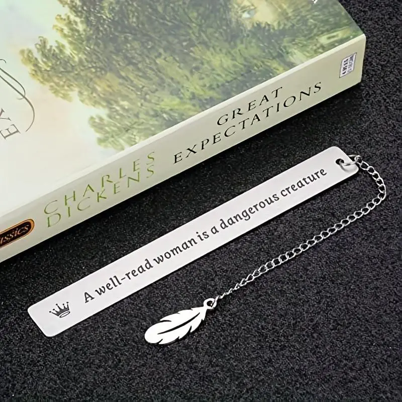1 Piece Stainless Steel Bookmark, Lettering Slogan Bookmark, Decorative Ornaments for Readers Gifts 1
