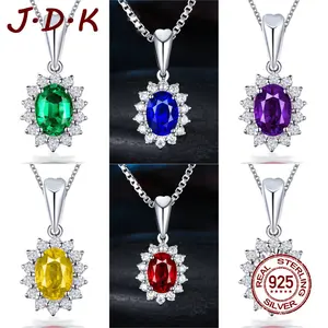 JDK Kalung Liontin Ruby Perak 925 Fashion Wanita Perhiasan Harta Karun Berwarna Grosir
