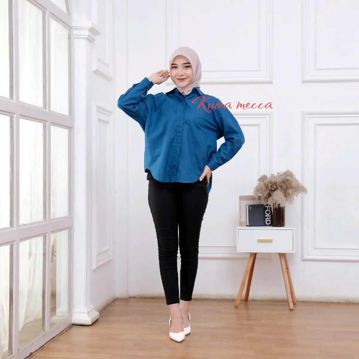 Kemeja Rika oversize - Kemeja Wanita Rika Oversize Top line Santai Katun Polos