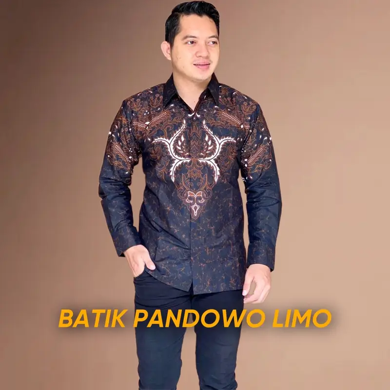 Kemeja batik lengan panjang sogan soft istimew bahan katun primis solo 0