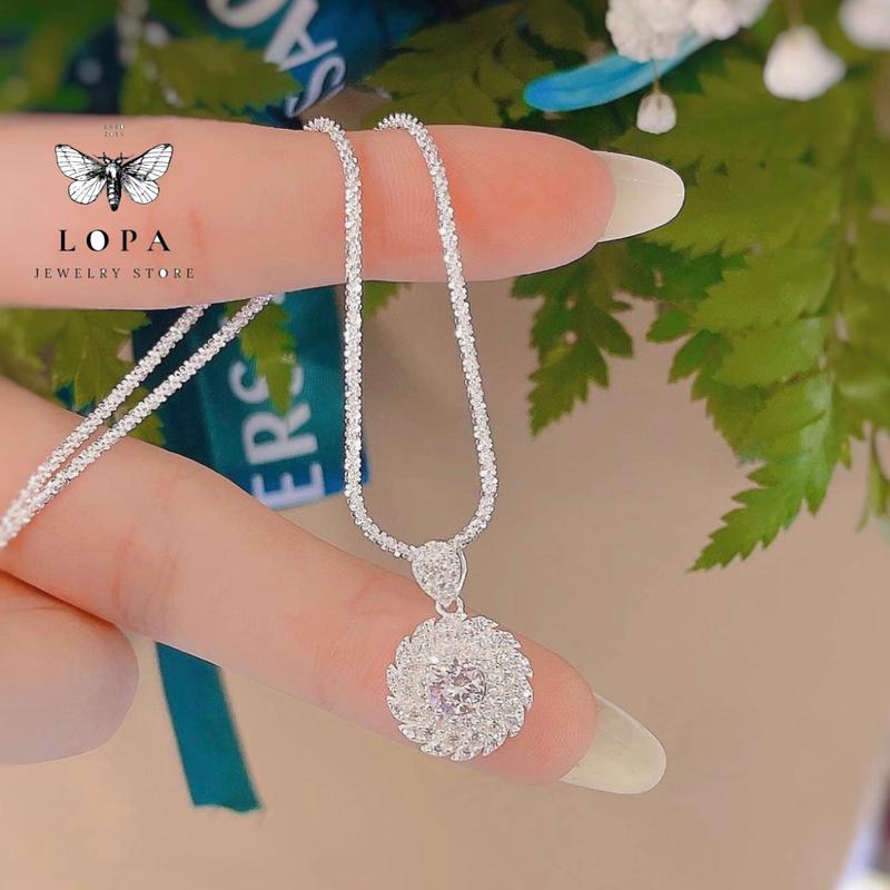 [Hộp Xinh] Dây chuyền nữ bạc ta LoPa dây xù mặt hoa to đính đá lấp lánh sang chảnh, LoPa Jewelry