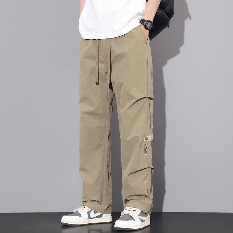 Spring and Summer New Trend Overalls Men's Comfortable and Loose Umbrella Soldiers Quick-Drying Straight Mop Casual Pants for Boys 7
