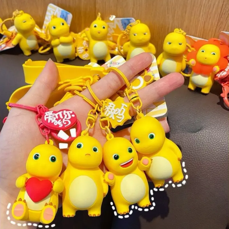 [littlecrab] Gantungan Kunci Nailong Dino Kuning Karakter Emoticon Full Body Badan Gemoy Keychain 5