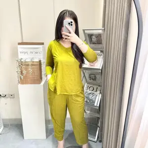 Aleena Set | Setelan Lengan 7/8 Celana Panjang Wanita | TGA Fashion Grosir