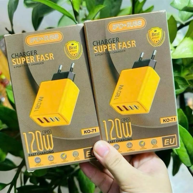 Bộ sạc nhanh 120w gồm củ sạc và dây sạc , 4 đầu sạc USB A/Type C/Lightning, hỗ trợ sạc nhanh, bảo hành 12 tháng 1