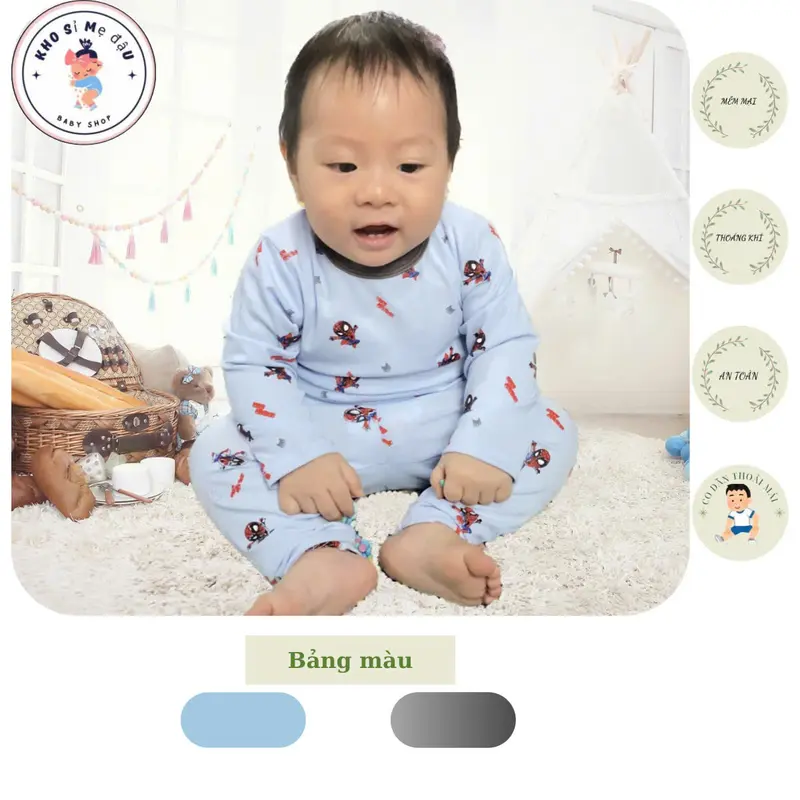 6-20kg Bộ quần áo thu đông in hình KHỦNG LONG,SIÊU NHÂN cho be trai,chất vải cotton,mềm mịn thấm hút,thoáng khí tốt. 6