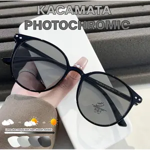 Kacamata Minus Fotokromik Fashion Korea Retro Anti Blue Light anti Radiasi Model Cat Eye Kacamata Minus Fotokromik Z187 Optik Mandiri Amanah