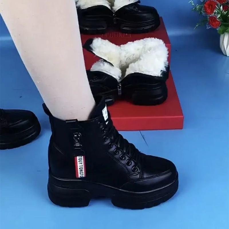 Bốt Ngắn, Dành Cho Nữ, Da Mềm Đế Dày, Hàng Mới Về 2024, Thích Hợp Cho Mùa Thu Và Mùa Đông, Dễ Phối Đồ, Lót Lông Cừu, Dày Dặn, Giày Cho Mẹ Trung Niên