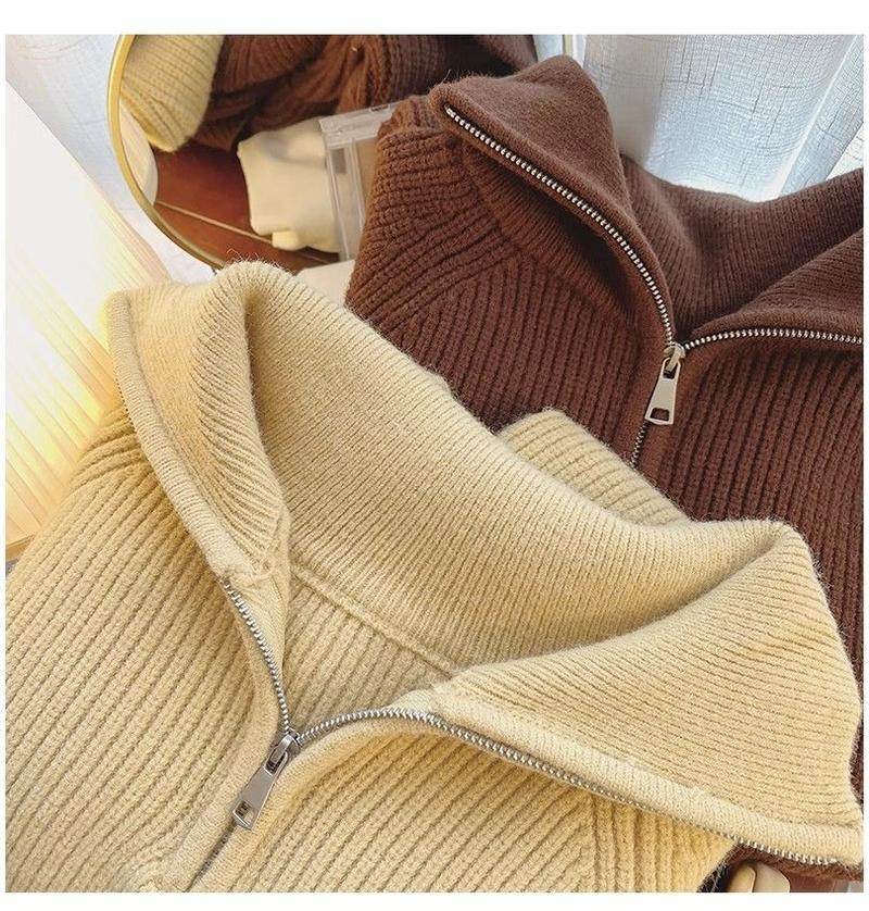 Product Introduction of Áo Len Lười Áo Trên, Dệt Kim Dày, Dáng Rộng Vừa Vặn, Dây Kéo Cài Cửa, Ve Áo, Thiết Kế Đẹp Mừng Sức, Dành Cho Nữ, Hàng Mới Về Thu Đông 2024 Top Women 15