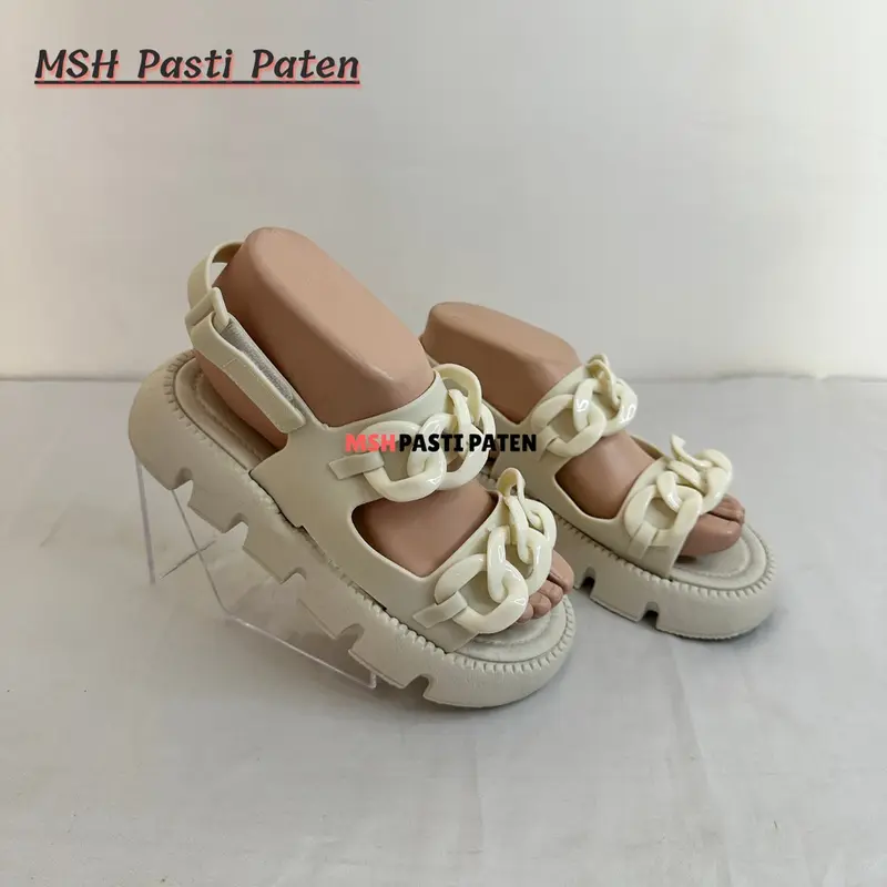 Sandal Gunung Karet kekinian Motif Rantai Wanita Anti Slip Jelly Sendal 5