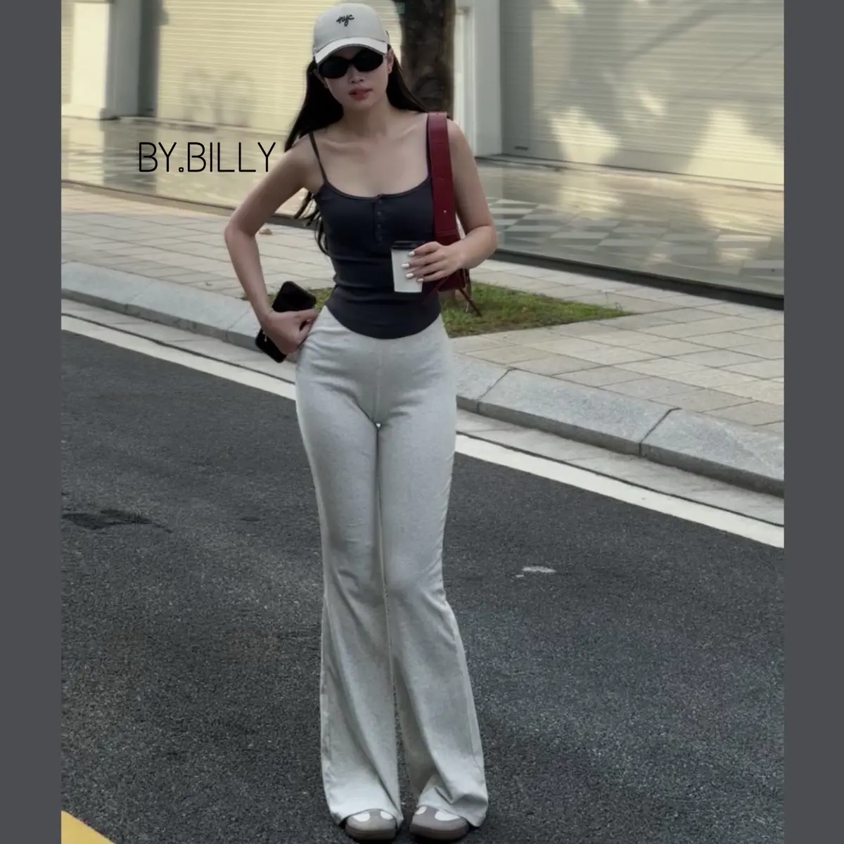 [MẶC HÈ]Quần Ống Loe Legging Cạp Cao Chất Cotton Mỏng Mặc 4 Mùa Dáng Dài Form Ôm Tôn Dáng , BILLY Pants Leggings Women Nữ Cotton
