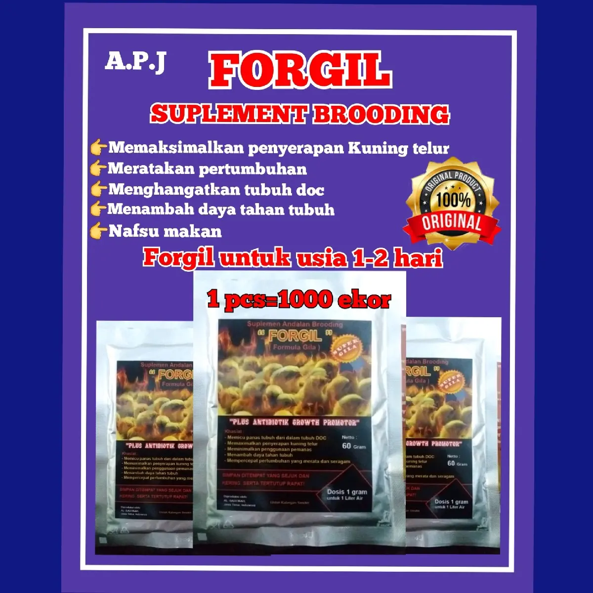 FORGIL(suplement brooding andalan),vitamin brooding,vitamin khusus brooding
