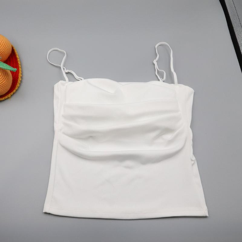 Product Introduction of Women's Pleated Suspender Vest with Chest Pad Tube Top Bottoming Top 10
