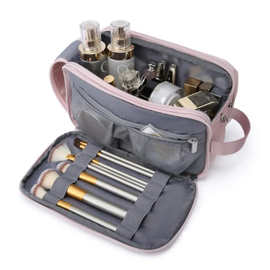 BAGSMART Portable Toiletries Bag Travel Makeup Bag Travel Organizer Storage Bag Pouch Cosmetic Bag Dry Wet Separation