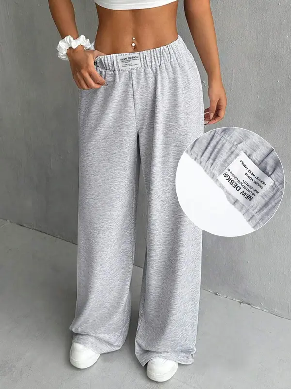 Comfortable Elastic Waist Pocket Wide Leg Sports Pants, Casual Loose Oversized Wide Waist Sweatpants, Perfect for All Seasons Wear Soft and Skin-friendly, Pants for Women, Jogging Pants 2