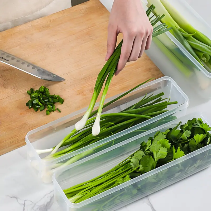 Hộp bảo quản thực phẩm tủ lạnh, 4 hộp, Thích hợp cho các loại thực phẩm như hành tây, tỏi và các loại rau khác, cũng thích hợp cho mì ống, trứng, có thể được sử dụng trong tủ lạnh, bảo quản thực phẩm, hộp bảo quản rau và trái cây, làm bằng nhựa 6