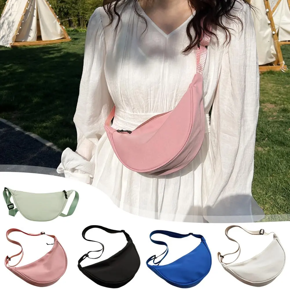 New Nylon Messenger Bags Fashion Dumpling Bag For Women Nylon Crossbody Bag Half Moon Armpit Bag Large Shoulder Bags