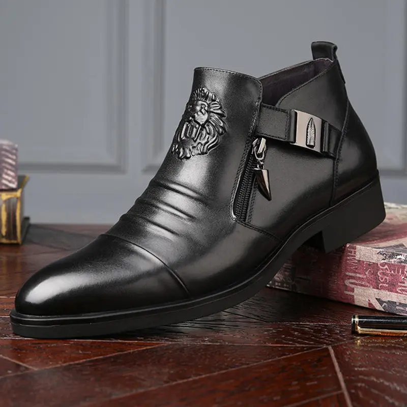 But Martin Lelaki, Hpiopl5010, Rekaan Bercetak / mengukir timbul, Zip Dua Hala, Fesyen Eropah dan Amerika, Gaya But Lelaki Boots Shoes