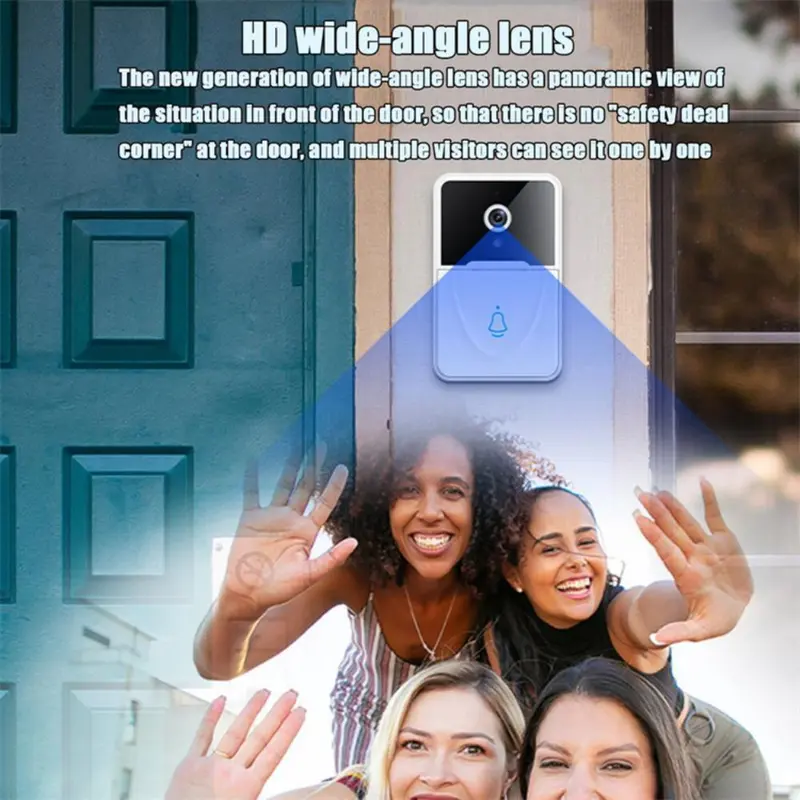 Smart Home Mini WiFi Video Doorbell Camera, 1 Set Rechargeable Wireless Doorbell with Night-Vision, Two Way Audio Video Doorbell Camera for Home Security 5