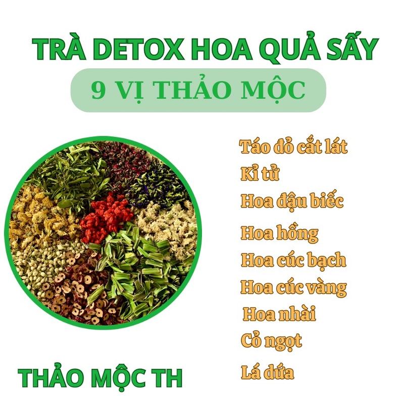 30 gói TRÀ DETOX hoa quả sấy 9 vị thảo mộc - Tặng kèm bình thuỷ tinh màu ngẫu nhiên trà thảo mộc TH Nước Trà Chè Tea