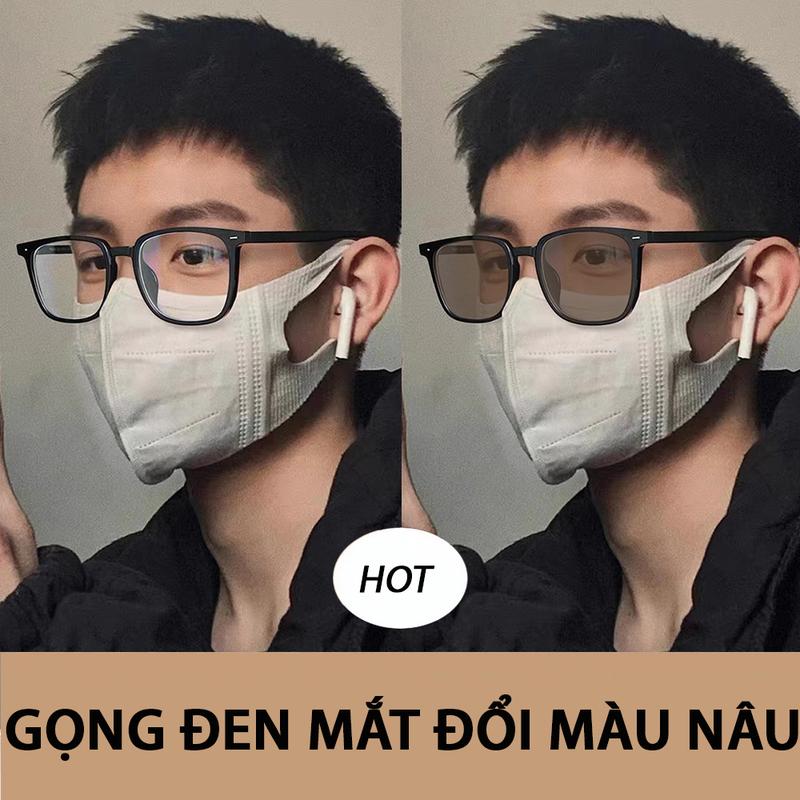 Kính đổi màu khi ra nắng nam nữ gọng vuông mắt kính không độ chống ánh sáng xanh và tia UV400 bảo vệ mắt gọng nhựa Pc siêu nhẹ bền đẹp MINASO 505