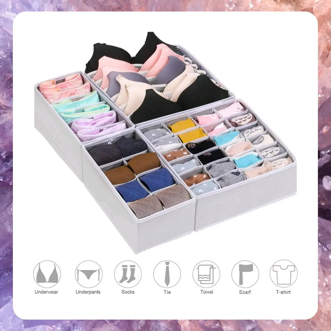 [1 Set isi 4] Kotak Penyimpanan Pakaian Dalam Kaos Kaki / Box Storage Underwear / Organizer Storage