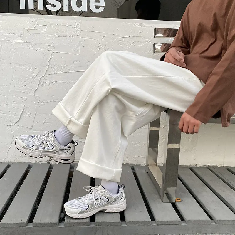 Celana Jeans Pria Oversize Fashion Putih Straight Jeans Jumbo Celana Casual Panjang Pria Celana Jeans Basic biru Wide Leg Pants hitam baggy Boyfriend Pants Korean Style Denim kulot loose fit