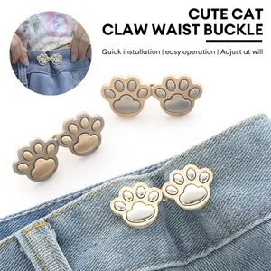 【Sktlz】Cute Cat Claw Waist Retraction Buckle Detachable Pair Buckle Nail-free Sew-free Button