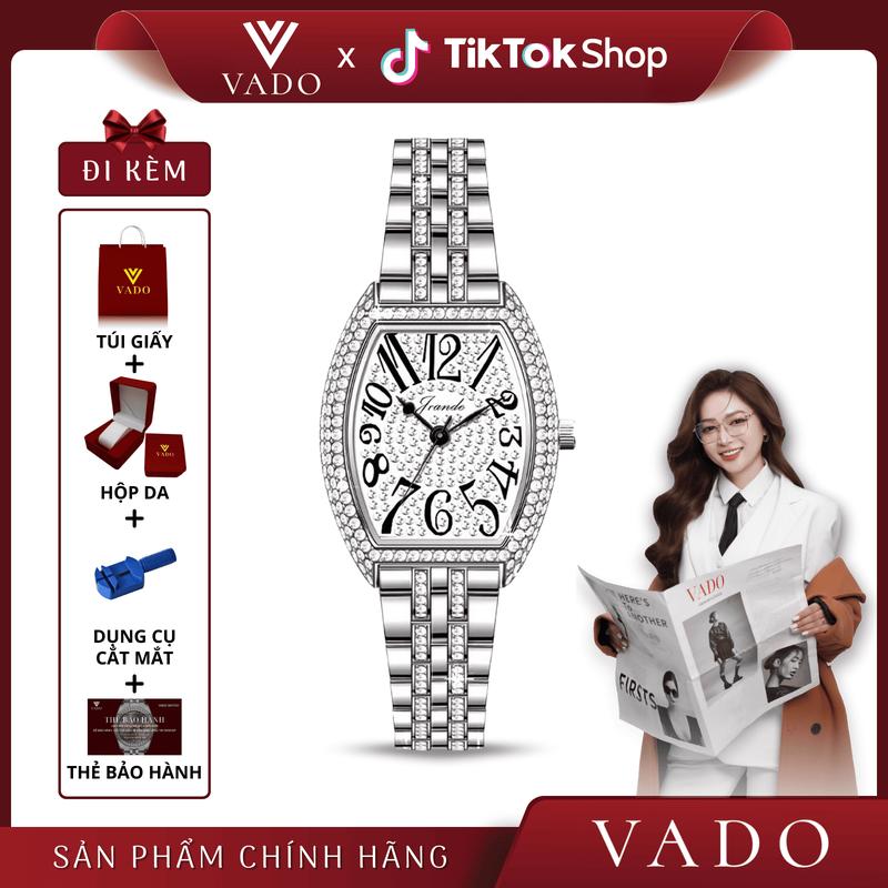 [VADO25] Đồng Hồ Nữ Nhỏ Đẹp, Mặt Giọt Nước, Dây Kim Loại Đính Đá,  Phong Cách Sang Trọng Và Thanh Lịch - DHJ7644