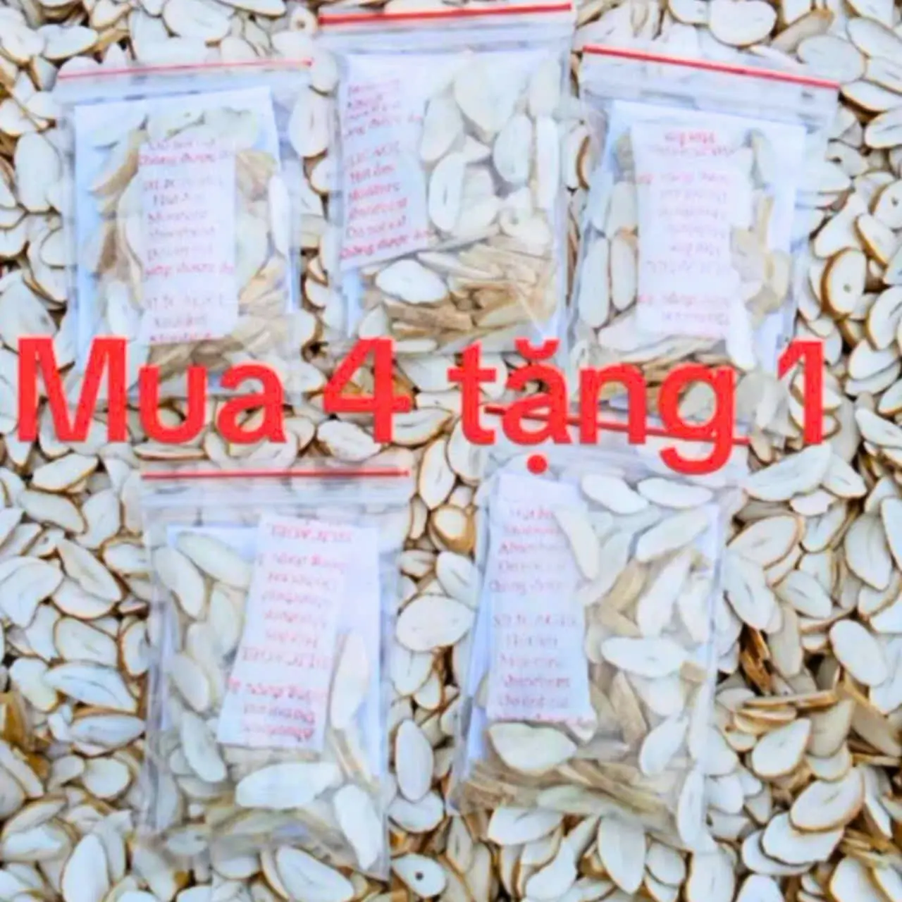 Mua 4 gói hạt sang cắt lát tặng thêm 1 gói hạt sang Tây Bắc,dạng lất ngâm với ước nóng để uống. Snack Ăn Vặt