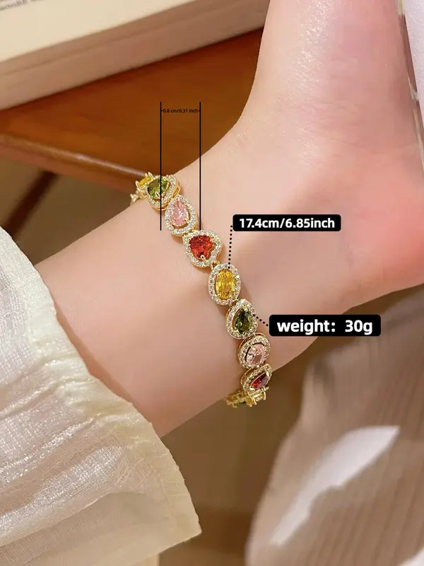 Fashion Colorful Zirconia Decorated Bracelet, Fashion Jewelry for Party, Daily Clothing Decor, Trendy All-match & Exquisite Jewelry for Birthday Gift 1