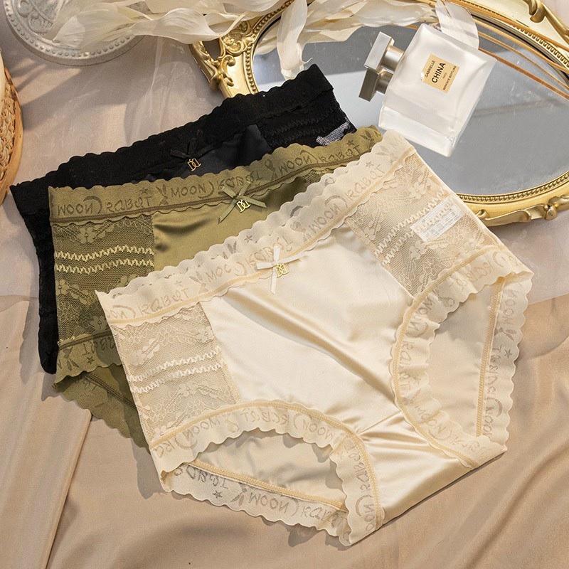 G7_Sét 5 quần lót nữ  Cao cấp Su lụa Santin phối ren,thông thoáng, mềm mại