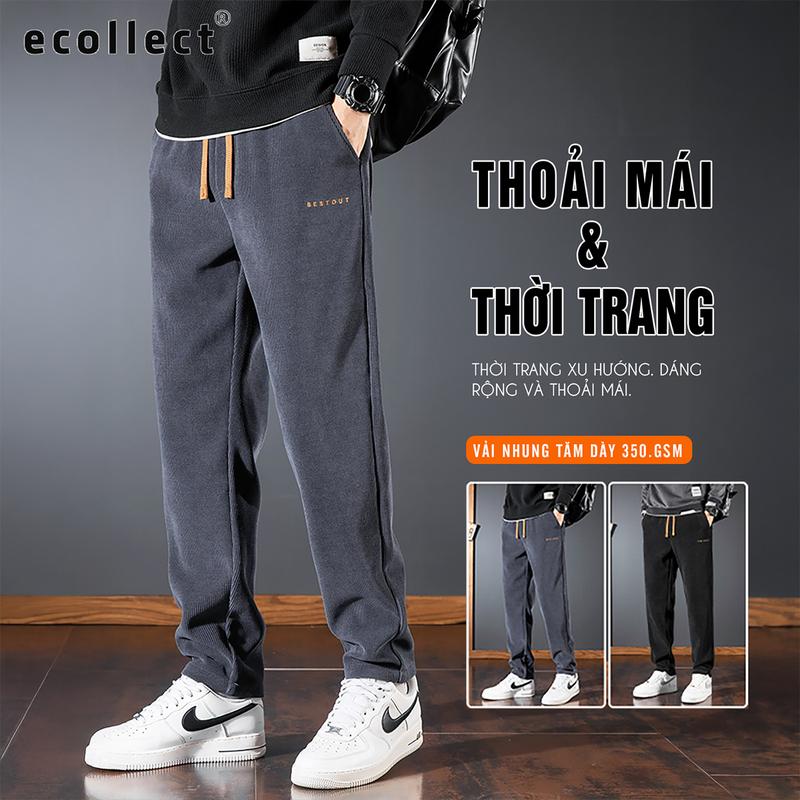  Quần Dài Nam Ống Suông ECOLLECT QD13 - Vải Nhung Tăm 350gsm Dày Dặn Thoải Mái Phong Cách Thời Trang 
