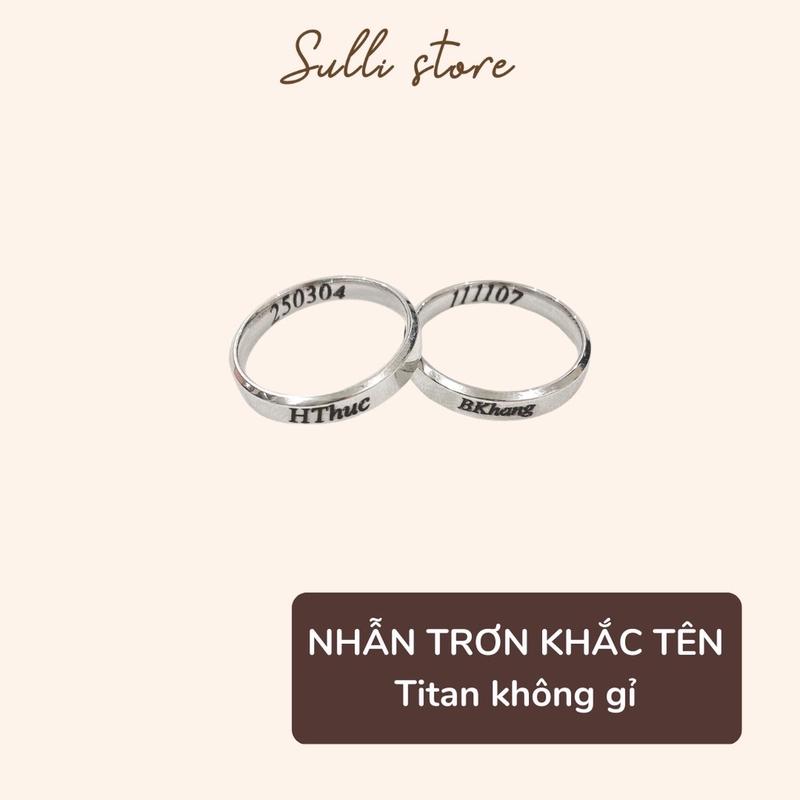 Nhẫn KHẮC TÊN TITAN KHÔNG RỈ Nam nữ