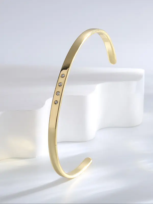 Women's Elegant Rhinestone Decorated Bangle Bracelet, Exquisite Trendy Bangle, Fashionable Jewelry for Women & Girls As Gift 0