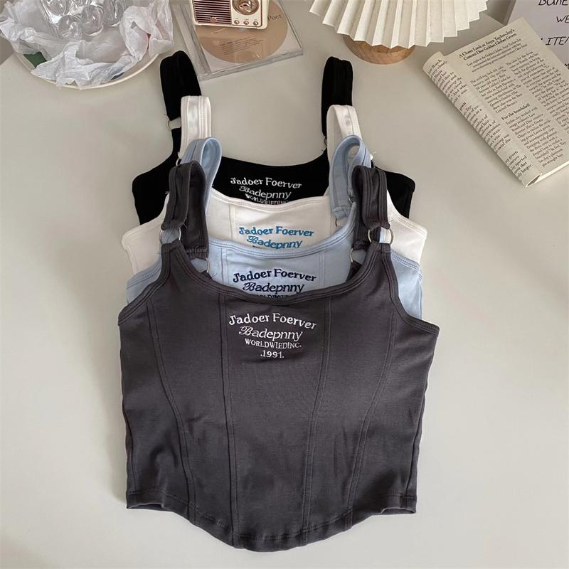 Product Introduction of Y2K Hot Girl Camisole With Chest Pad American Style Retro Cropped Top Vest Tank Top Womenswear Summer Women's Tops Sling 14