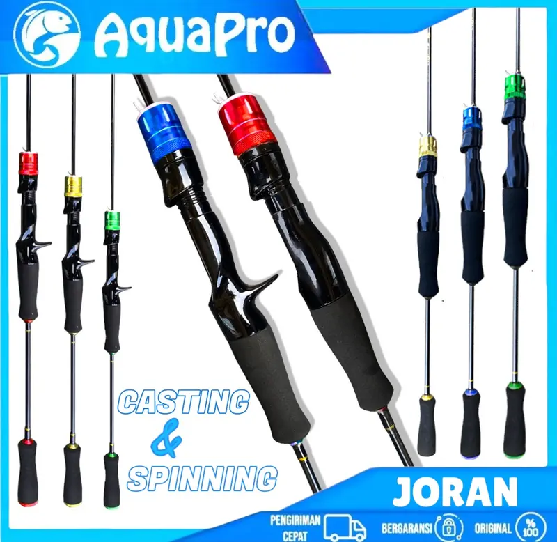 Aquapro - Joran Pancing Ikan Dengan Model Joran UL Level Dasar Ultra-light Spinning & Baitcasting quality Fishing Rod 1.50M, 1.65M, 1.80M Solid Karbon Padat Tiang Ultralight Tindakan Cepat Spinning Casting Fishing Rod 0