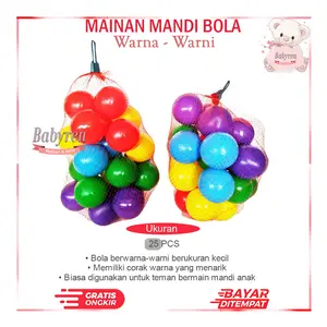 Babyren Mainan Mandi Plastik Bola Isi 25 Pcs - Mainan Edukasi Anak - Bola Warna-warni - Bola Kecil Bermain Anak