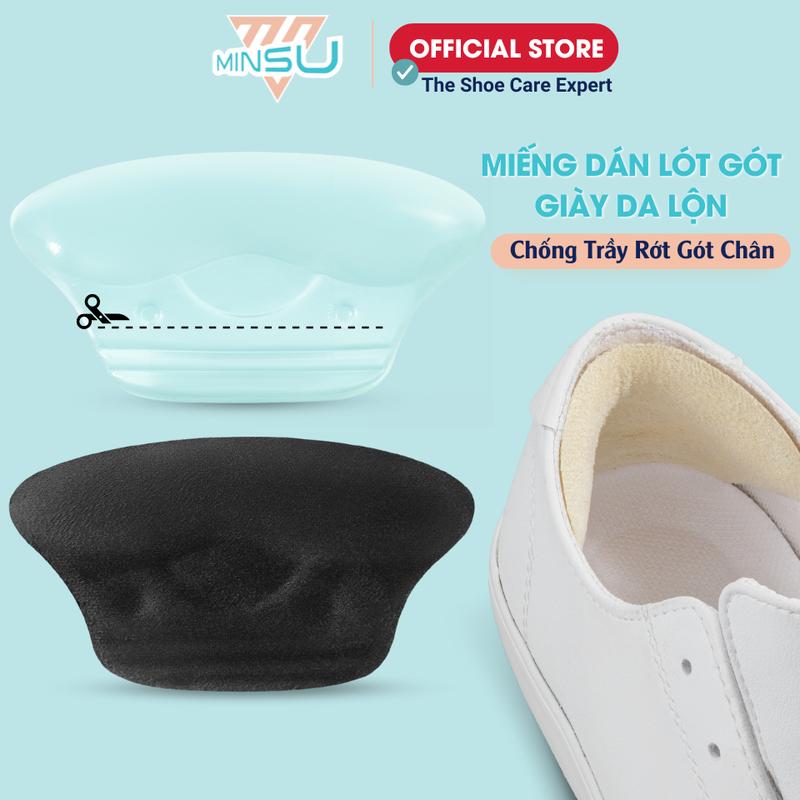  Miếng Dán Lót Gót Giày Silicon + Da Lộn MINSU M5512 Đệm Bảo Vệ Chống Đau Trầy Rớt Gót Chân Cho Giày Thể Thao Bị Rộng 