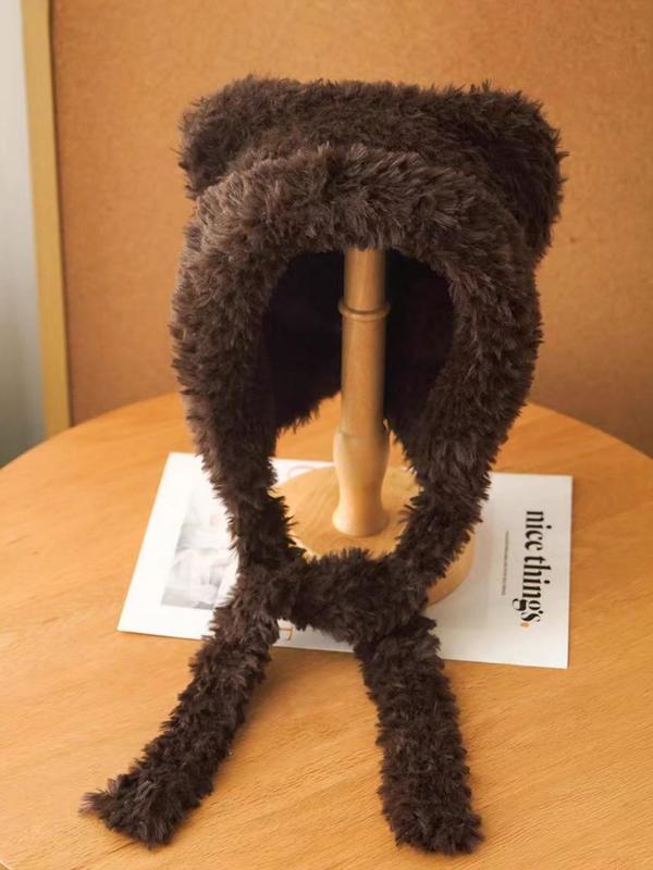 Cute Bear Ear Decor Beanie Hat, Thickened Warm Hat for Fall & Winter, Fashion Accessories for Women & Men 2