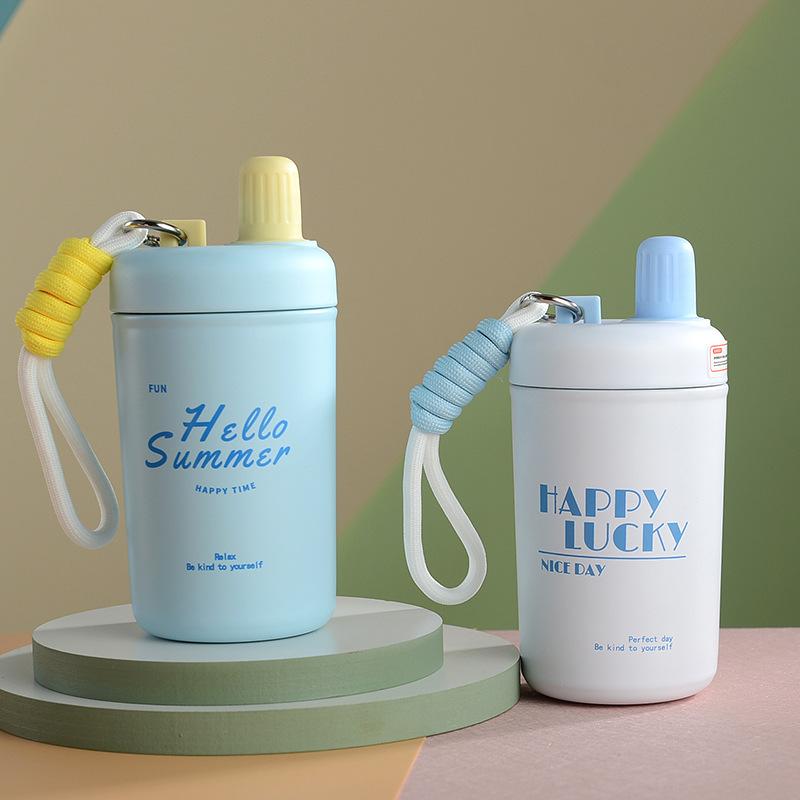 stainless steel Chihiro thermos cup high appearance level portable thermal insulation with rope straw outdoor accompanying water cup 3