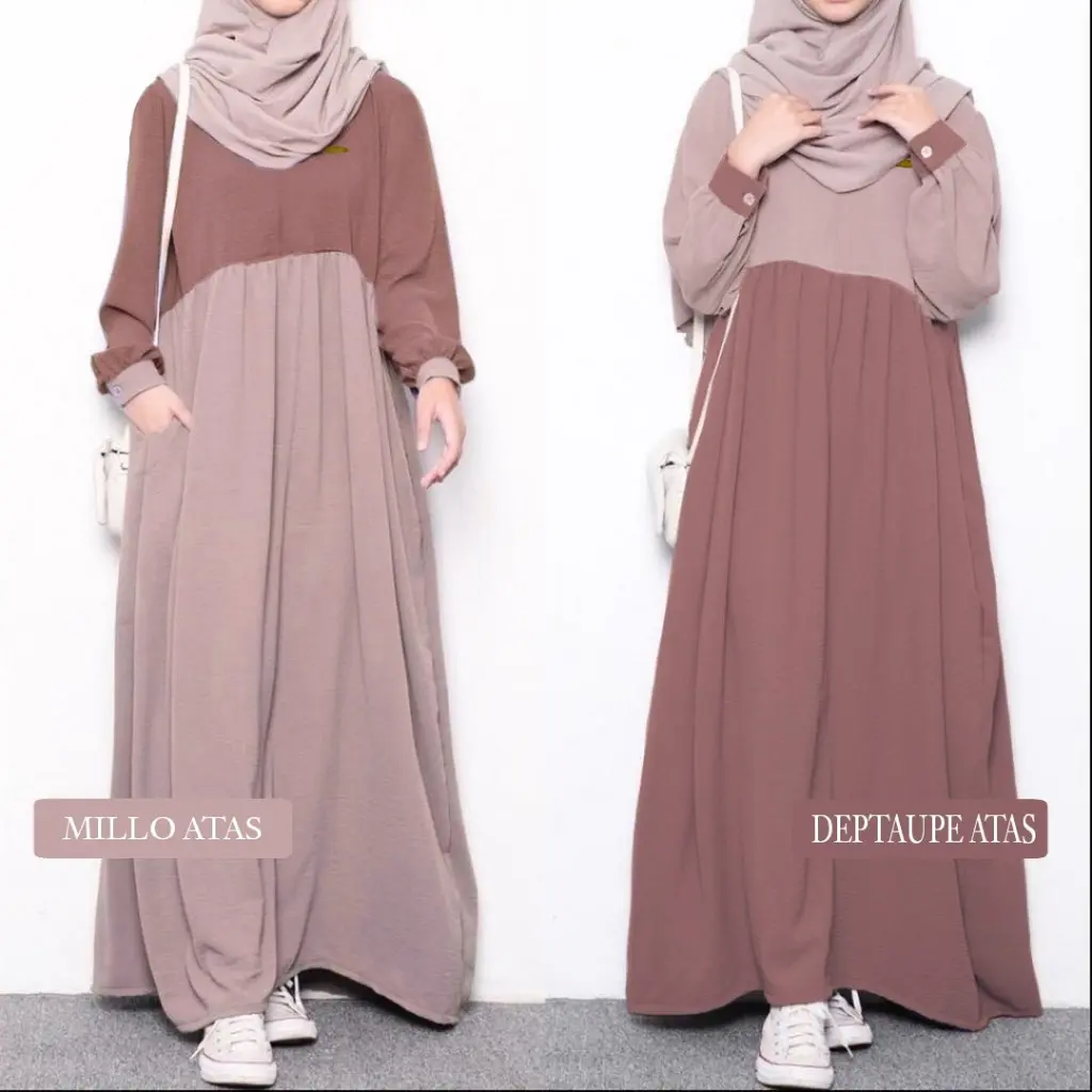 ZAINAB DRESS AKSESORIS Tangan Kancing Gamis Remaja Dewasa Busui Friendly Airflow Crinkle Lebaran Muslim