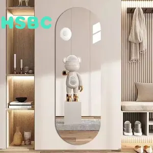 【Upgrade Versi Tebal】Cermin Acrylic Anti Pecah Versi Tebal Oval 120x40cm Stiker Tempel Dekorasi Dinding Kamar Mandi & Tidur Plastik Satu Arah Lentur Bergaransi 100% Desain Elegan Vertikal untuk Salon Kecantikan dan Ruang Santai