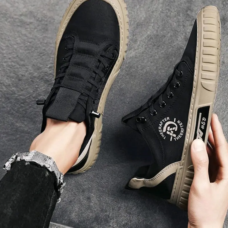 (Cod Bayar Di tempat) Sepatu Sneakers Slip On Pria Kasual Formal Informal Terbaru A-15  Shoes Fashion Korea Kekinian Traveling Outdoor Laki Laki Keren Canvas Sneaker Black 1