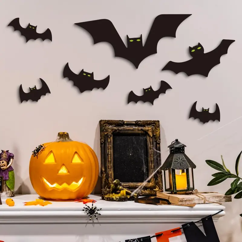 Bat Shaped Wooden Sign, 1 Set Bat Wall Art Decor, Wall Decor for Home Farmhouse Cafe Coffee Shop Living Room Office Studio Bar Pub Club 3
